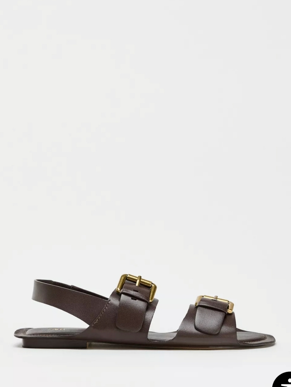 Zara Brown Leather Buckle Sandals - Picture 2 of 2